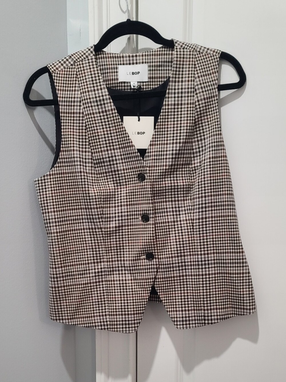 Women's Black & White Houndstooth Vest